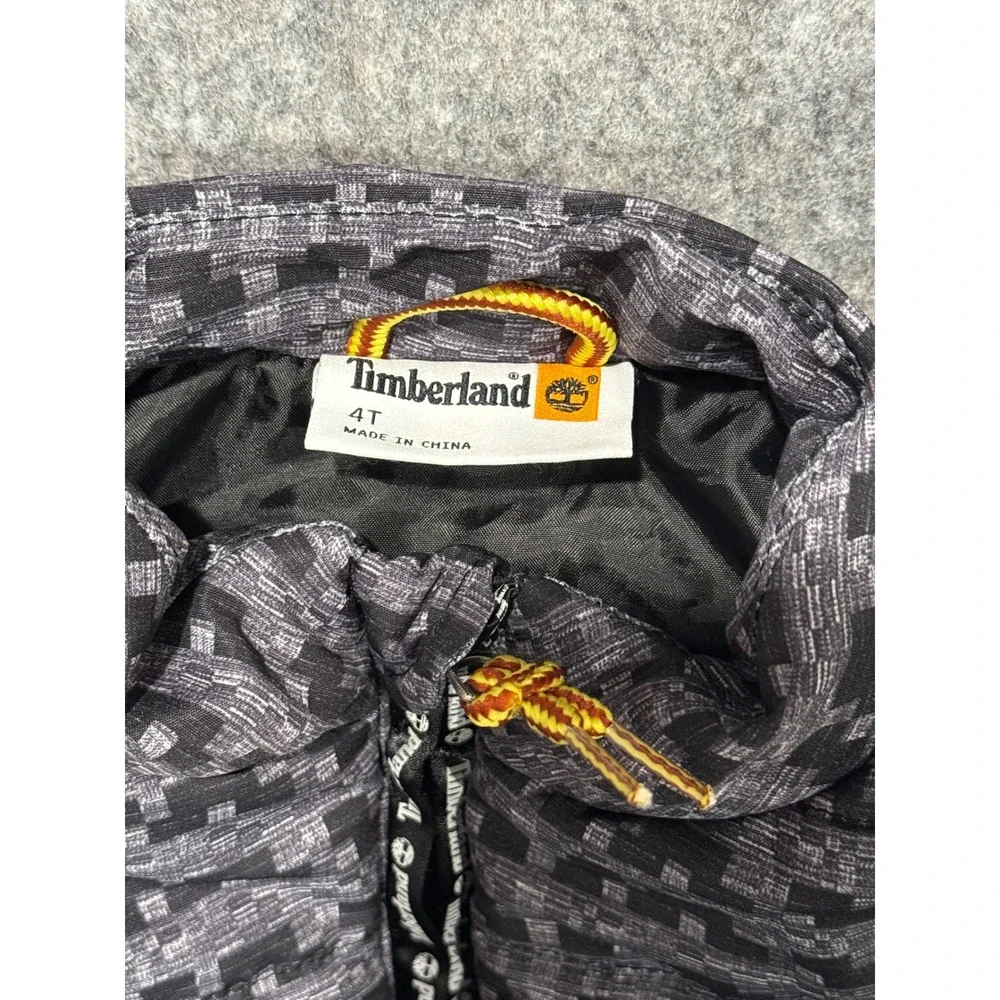 Timberland Kids Puffer‎ Vest Grey Black Patterned Quilted Sleeveless Jacket 4T